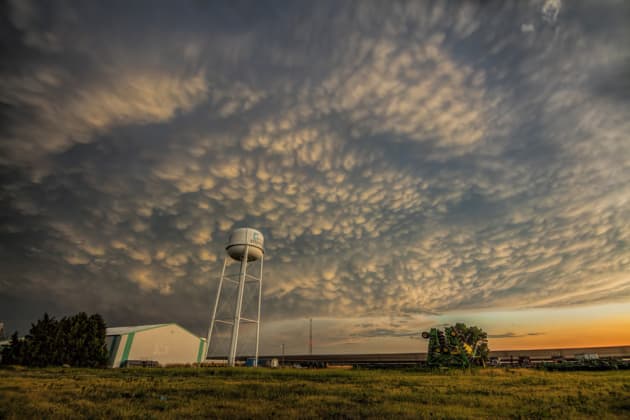 We headed towards Dumas, Texas, but on the way home storms were firing off too far away to intercept. However we caught the back of this storm heading into Stratford, Texas. These are some of the best mammatus clouds I have ever seen chasing in the U.S! Canon 5DSR, 16-35mm lens @ 16mm, 3.2 sec @ f10, ISO 125.