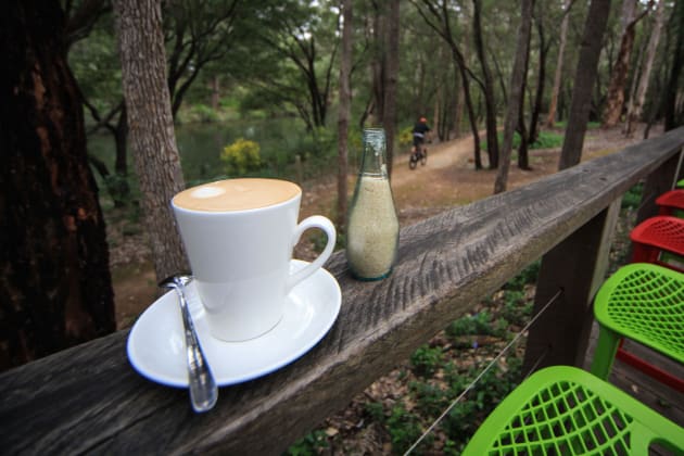 Coffee overlooking the trails at the Hairy Marron