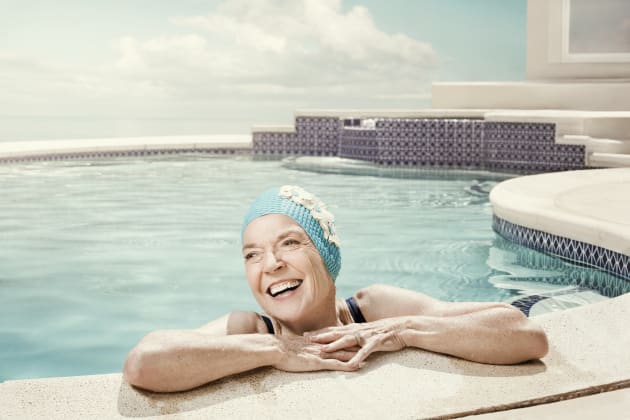 © Chris Crisman. Swimmer photographed on location in Philadelphia, Pennsylvania, as part of an advertising campaign for Seqirus Inc. influenza vaccine, Fluad.