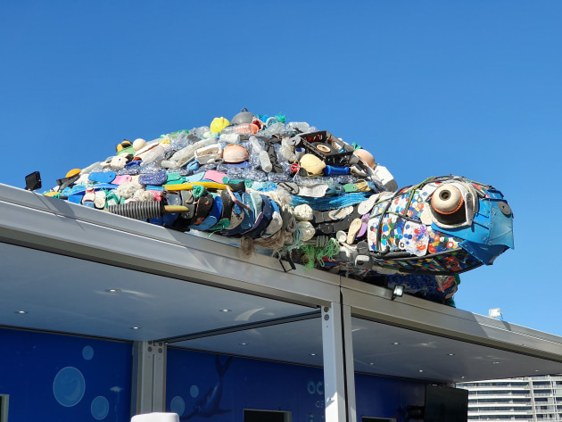 "Eddy" the turtle is made from more than 242kg of reclaimed plastics.