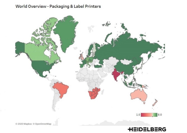 1 = serious impact of Covid-19 on print production; 8 = production above last year’s level; 7 = production at last year’s level