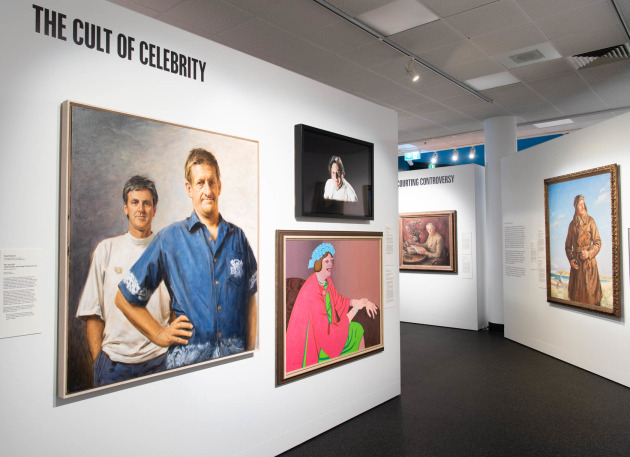 Installation view of the 'Archie 100' exhibition at the Museum and Art Gallery of the Northern Territory, featuring works by (left-right) Paul Newton, Louise Hearman, John Brack and Joshua Smith. Photo © Mark Sherwood, MAGNT’