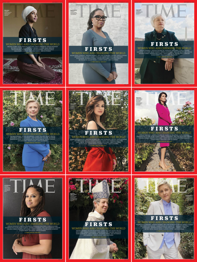 Nine of the 12 covers produced by Luisa Dörr for TIME's Firsts project.