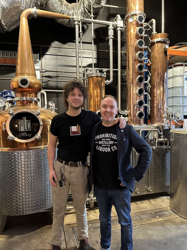Prohibition Liquor head distiller, Hugh Lumsden, with founder and CEO, Adam Carpenter. 
Source: Prohibition Liquor