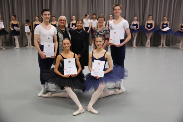 Advanced 2 Prize Recipients clockwise from L, Ethan Gusman with Terese Power, Audrey Nicholls & Lindsay Ellman-Brown, Tom Umseher, Paige Ristevski & Belle Thorneycroft