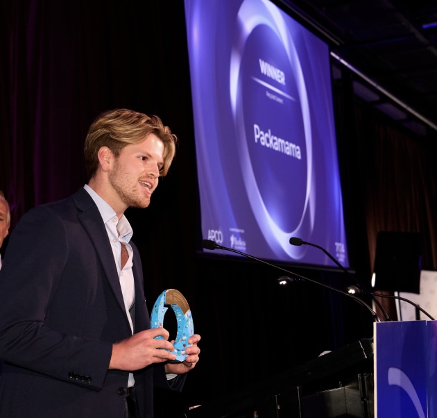 Alex Adda collecting Recyled Content Award