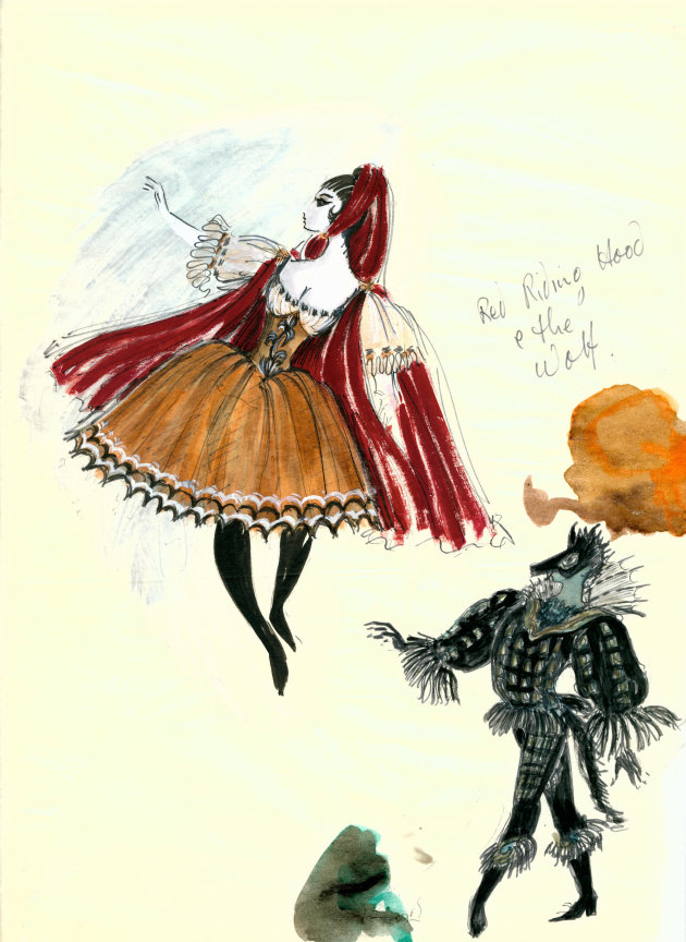 Costume design for Red Riding Hood in Aurora's Wedding. Performing Arts Collection Melbourne
