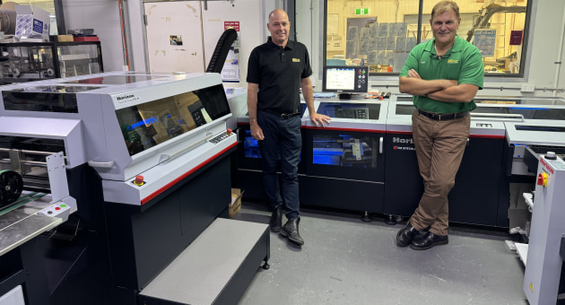 First Stitchliner Mk IV in Qld: Gary Bye and Anthony at BB Print