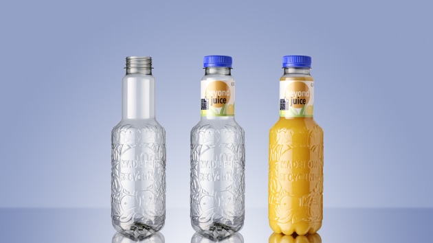 The new KHS bottle concept has been devised in cooperation with environmental service provider Interseroh. The company from Cologne has issued the Beyond Juice container with its Made for Recycling seal. (Source: KHS)