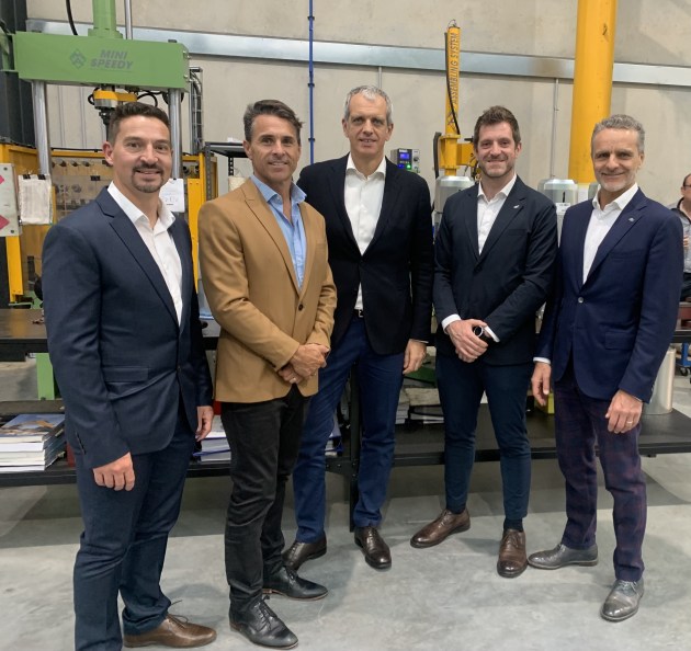 Danie de Vries, state manager, Victoria and South Australia; Martin Broglia, managing director, Bonfiglioli Australia; Armando Montaro, global sales and BDM, Bonfiglioli; Mateo Ros, South East Asia regional manager, Bonfiglioli.