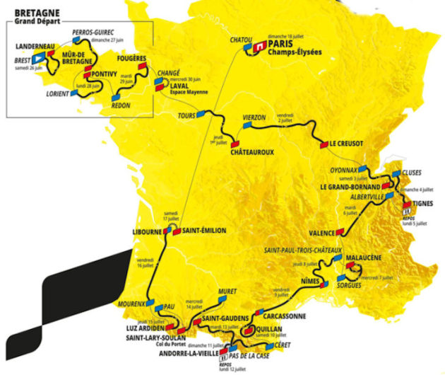 The 21 stages of the 2021 Tour de France.