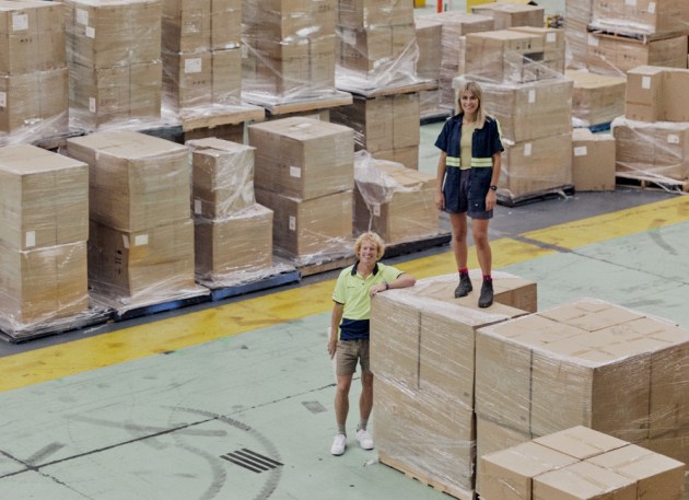 It's a stretch wrap! Co-founders Julia and Jordy Kay with the fruits of their labour.