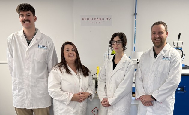 (L-R) Alex Harvey – R&D Lab technologist; Megan Schutte, Strategic Product Development manager; Sarah Sevastidis, R&D Lab technologist; TJ MacLennan, R&D capability engineer.