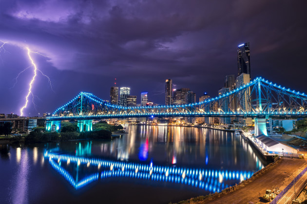 Storey Bridge, Brisbane, Qld. This was the one that almost got away. Another cell moved across the city the evening before and I missed every bolt between frames. At 3am the next morning another cell came through so I ventured back out and got this frame. Perseverance pays off sometimes. Nikon D810, 14-24mm f/2.8 @ 20mm, 30s @ f/11, ISO 100