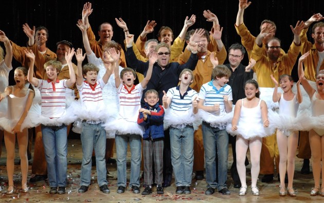 Elton John and Lee Hall with the original 2007 cast. Photo: JAMES D MORGAN.