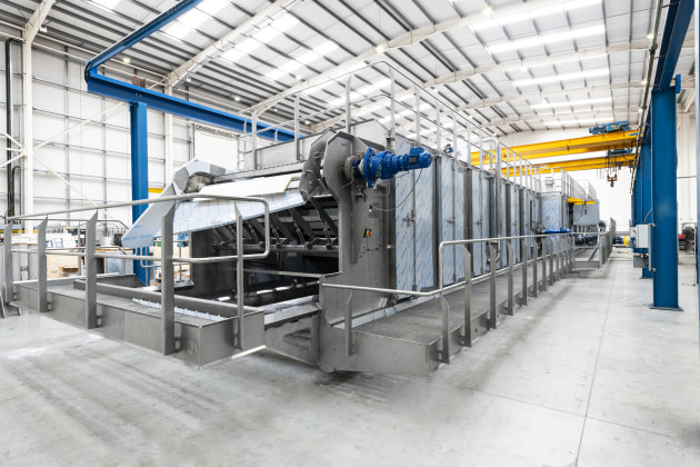 French fry dryer in factory.