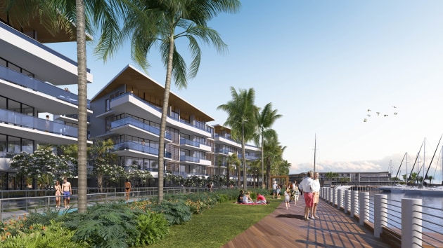 Plans include the construction of waterfront apartments and a public boardwalk.