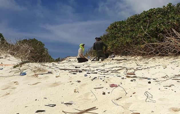 Plastics discovered on a remote beach during field trips for this research