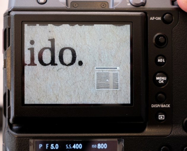 Image on LCD captured with GFX100 and GF120mm f/4 R LM OIS WR Macro.