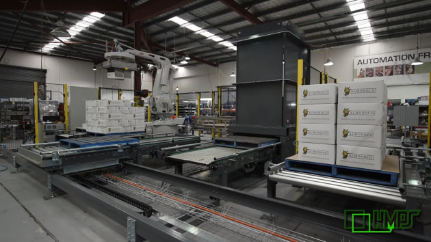 HMPS' centralised palletiser in action.