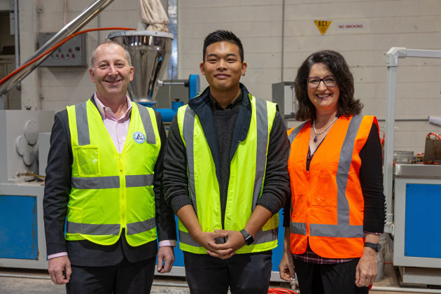 (from left) Andrew Pooch, Managing Director, Tetra Pak Oceania; Gavin Heng, Director, New Zealand Plastic Products; and Julie Evans, Key Account Director, Tetra Pak Oceania.