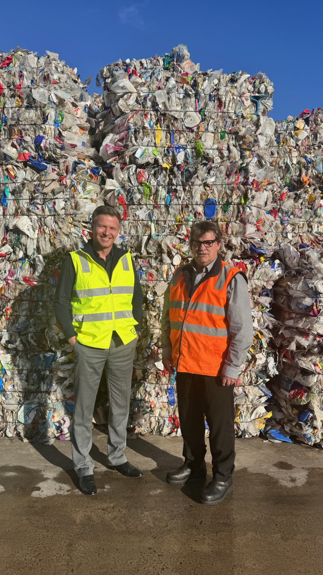 Advancing soft plastics recycling: Tim Welsh, CEO PreOne (right), and Steven Scherer, GM, Recycling Plastics Australia.
Source: PreOne