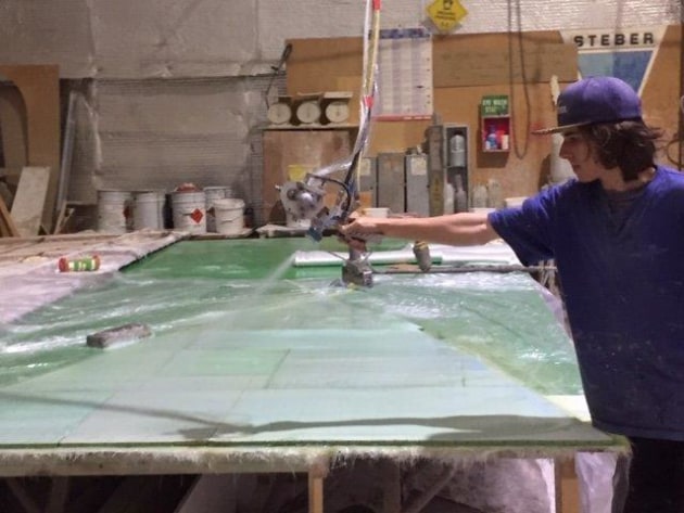 Callum Lewis at Steber International working on the Port Fairy Marine Rescue Service vessel.