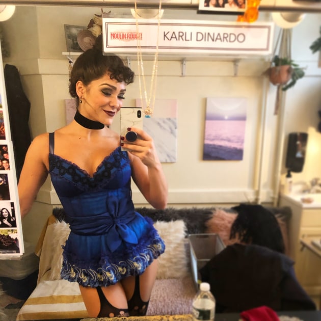 Karli Dinardo, dressingroom, Broadway productjon of 'Moulin Rouge'.