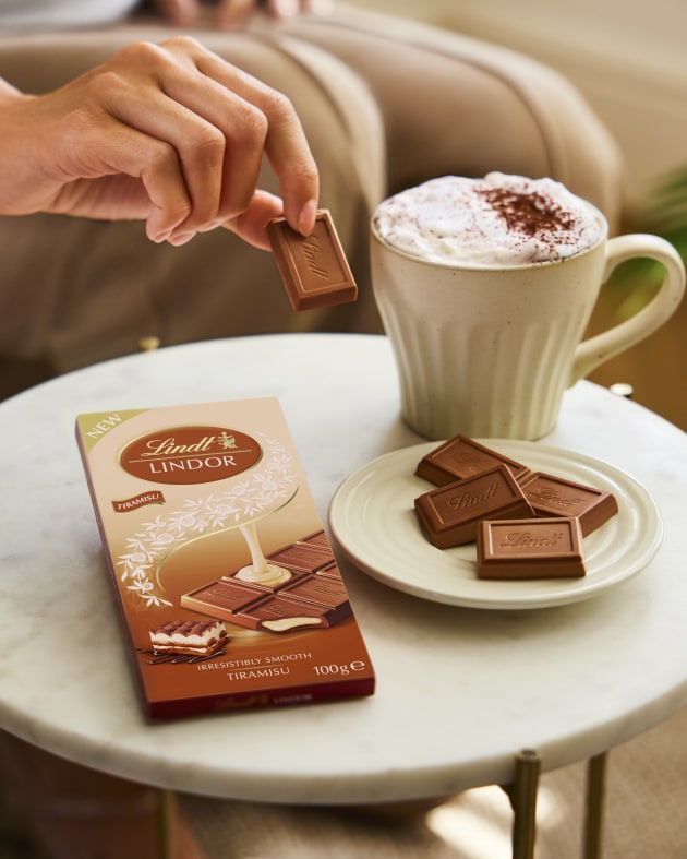 The new Lindor Tiramisu block joins the line-up of Milk, White and Salted Caramel.
Source: Lindt