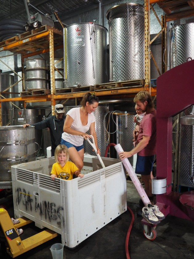 Loique Allain and Chris Dilworth, with their family, have taken out the 2020 Young Gun of Wine and the Best New Act trophies.