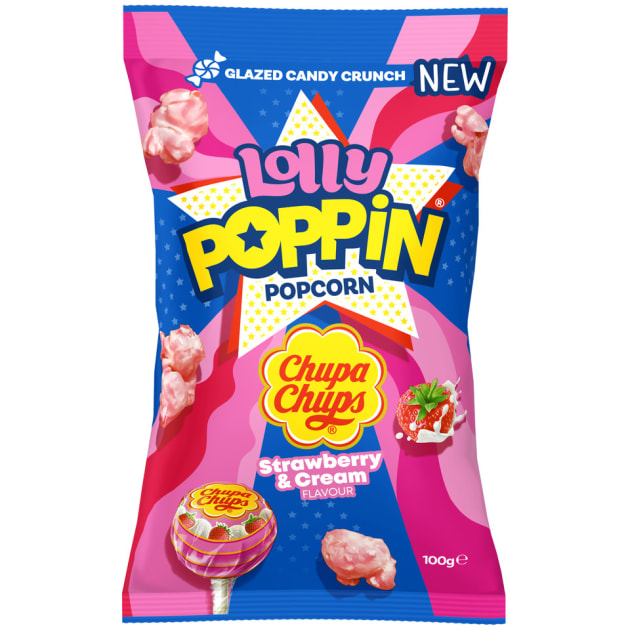 The strawberry flavoured Chupa Chups Poppin Popcorn.