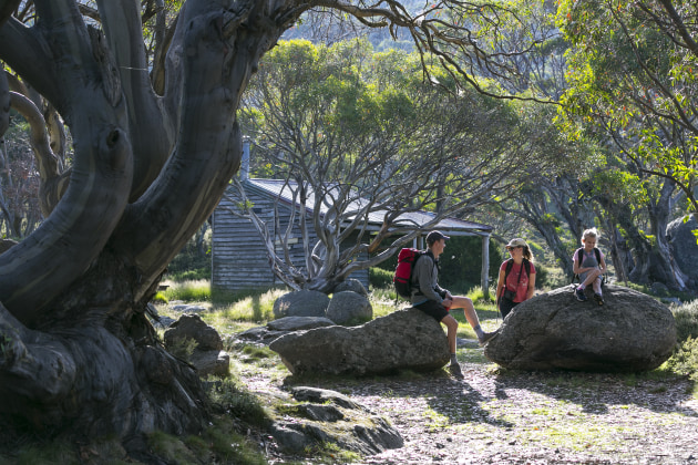 You'll discover iconic huts on a number of Falls Creek walks. Photo: Charlie Brown.