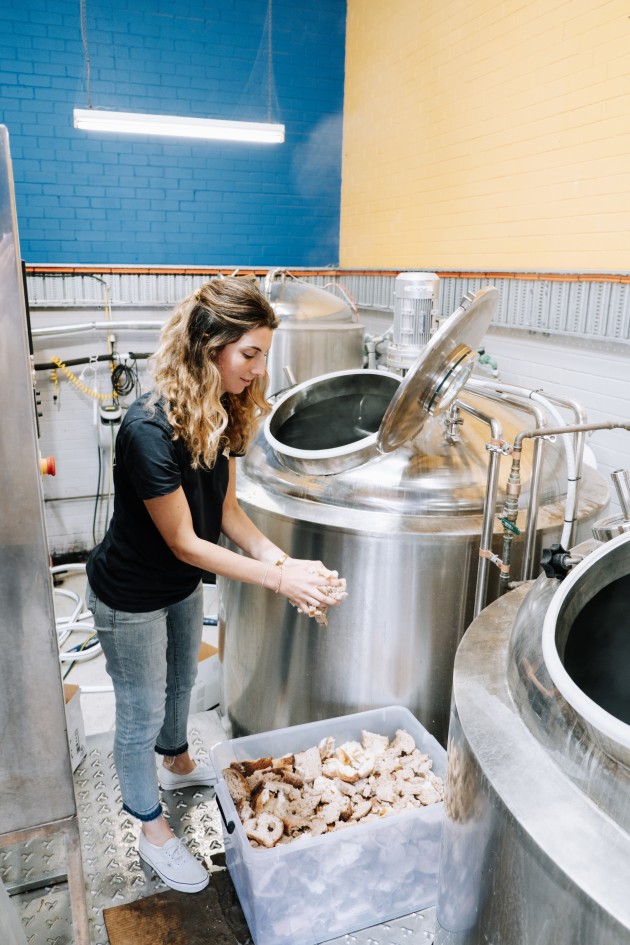 Co-founder Marine Raynard uses leftover sourdough bread from Hang 10’s local bakery to create the base spirit for Hang 10’s range of gins, vodka, and whisky.
Source: Hang 10 Distillery