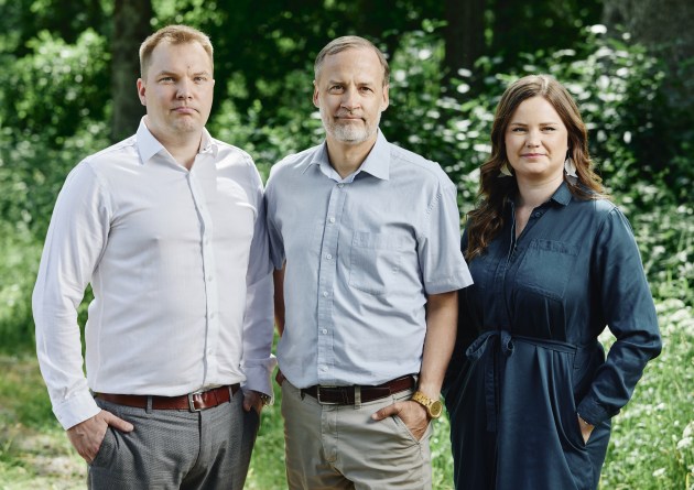 Metsa Spring leadership team (from left): Erik Kolehmainen, Niklas von Weymarn, Katariina Kemppainen