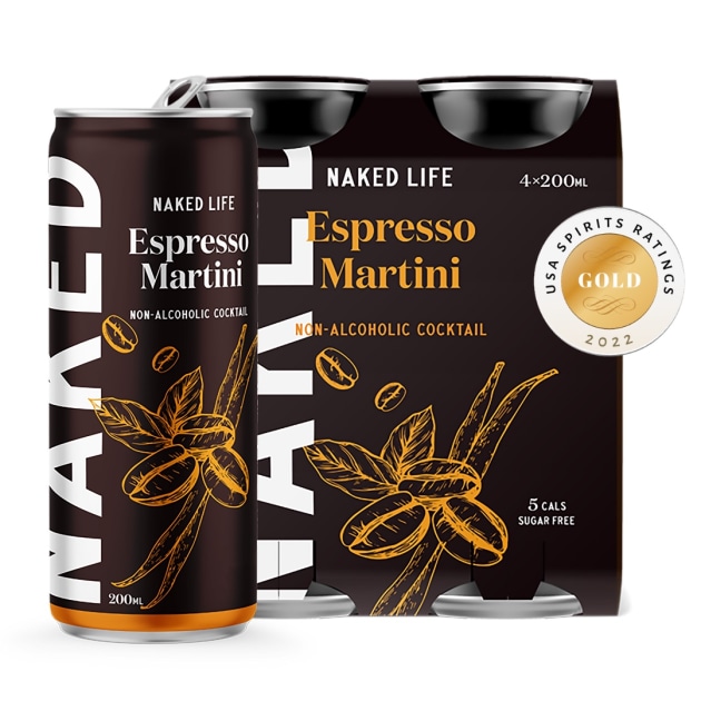 Naked Life's canned Espresso Martini is ready to go, creme and all.
Image: Naked Life