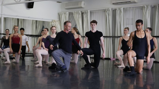 Leading a class at the National College of Dance.