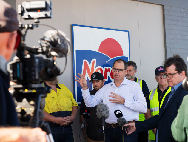 Norco CEO Michael Hampson in July 2022, announcing interim federal government funding to fund a further 10 weeks of employment for staff at the Norco Lismore ice cream factory. 
(Image source: Norco LinkedIn page)