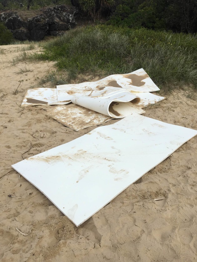 Yoga mats washed ashore at Coffs Harbour.
