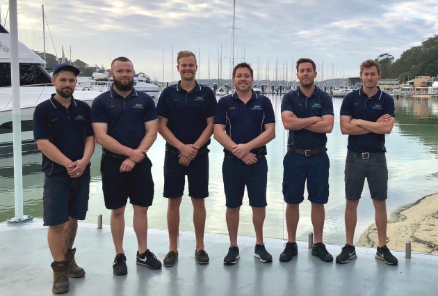 Daniel Scifleet (third from right) with his team at Onboartd Marine Services in Sydney.