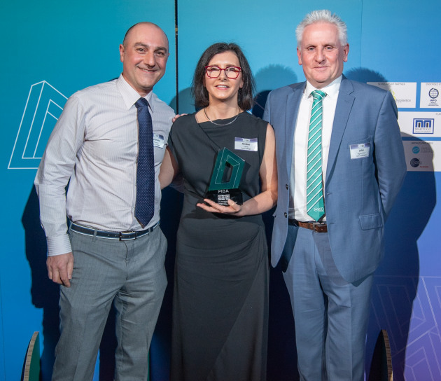 Anthony Palmieri and Amber Carne from Point 3 design agency and John Bigley of Zipform celebrate the Gold in the Labelling & Decoration category.