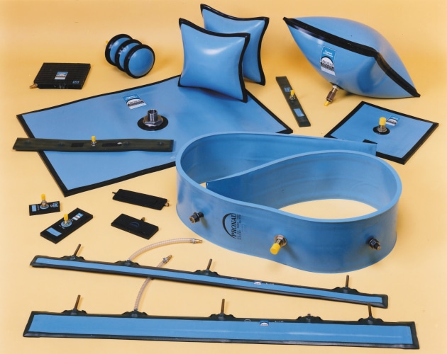 Low-profile Pronal CLT lifting cushions are part of a broad range of Pronal products used for lifting, pushing, wedging, clamping, tilting, and guiding heavy loads across industrial and emergency sectors. CLT cushions can be inflated by a standard 120 bar industrial compressor, or on remote or inaccessible areas, by pressurised cylinder.