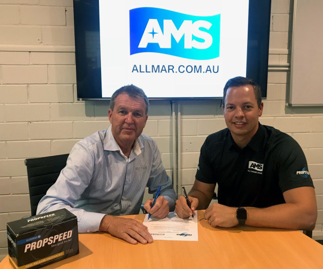 A stronger bond: Clint Jones, OceanMax director (left), with Jason Mitchell of All Marine Spares.