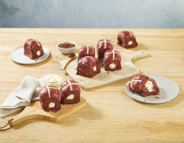 Coles' Red Velvet Hot Cross Buns. Image: Coles