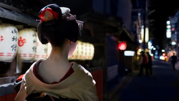 Geiko are skilled artists and some continue to perform for many years. Tsunekazu is a star in the annual odori performances. From "Geiko and Maiko of Kyoto". © Robert van Koeveld.