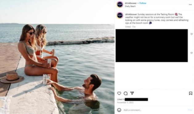 Images showing a person in a pool while consuming the alcoholic product were deemed in breach of the code's Part 3 (d) standard. Image: ABAC