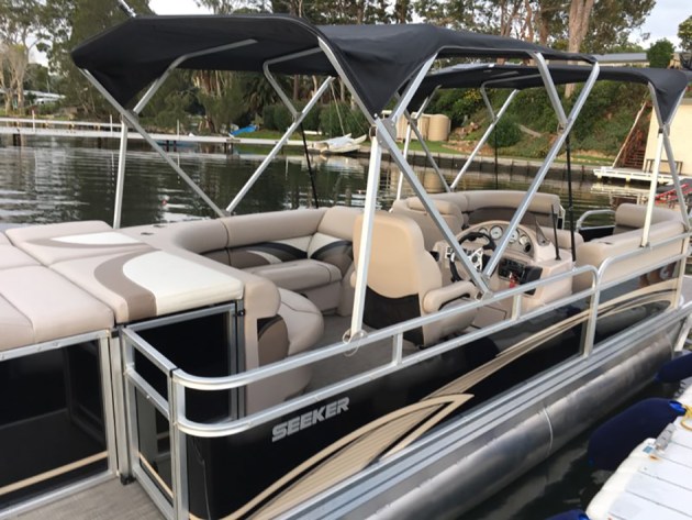 Like a lounge room on water: the interior comfort and room of the Seeker Pontoon.