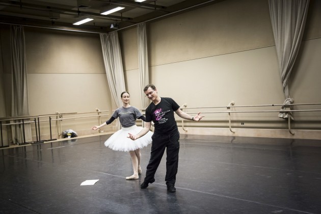 David McAllister rehearsing his production of The Sleeping Beauty with Amber Scott.