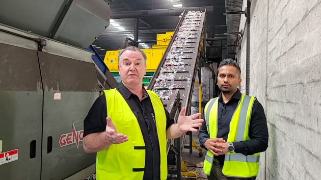 Steve Morriss and Kesh Nair in front of the Tonerplas line.
