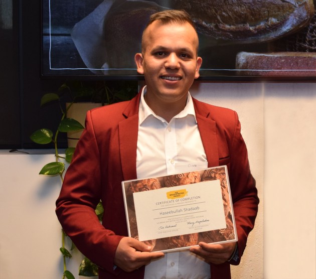 The Bread & Butter Project's 100th graduate, 27-year-old Haseebullah Shadaab, from Afghanistan.
Source: The Bread & Butter Project