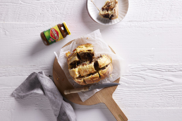 Vegemite is giving its cheesy Vegemite blend Cheesybite a makeover. It’s new look and name – Vegemite & Cheese – combines the iconic spread with Bega Cream Cheese. (Image source: Bega)